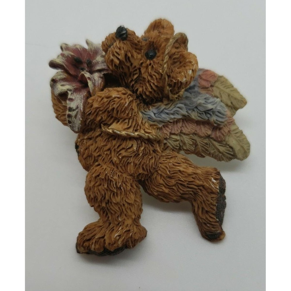 Vintage Boyds‎ Bears Angel bear w/ lily flower brooch pin